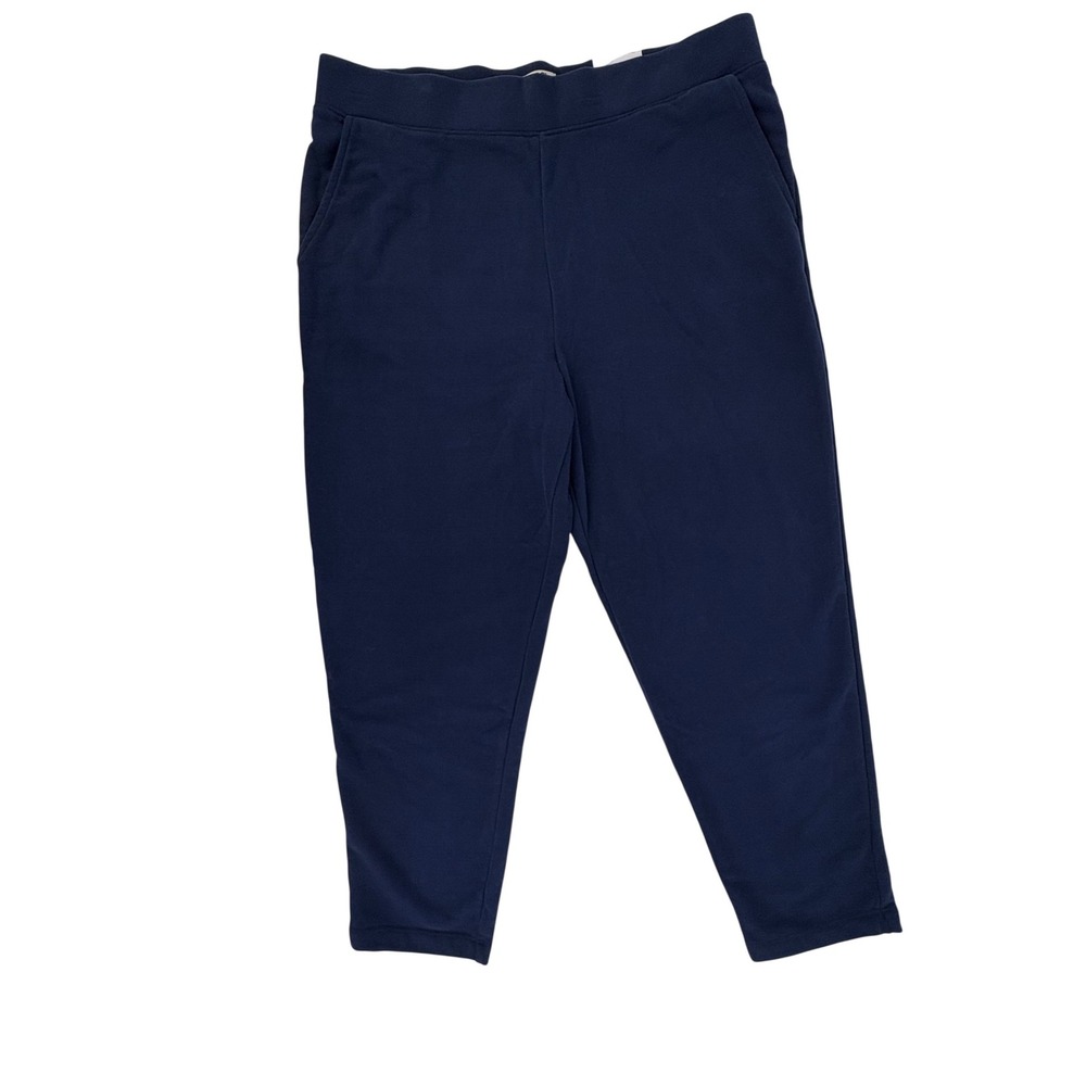 Lands End Womens Serious Sweats Navy Blue Ankle Pants Size L 14-16 NWT